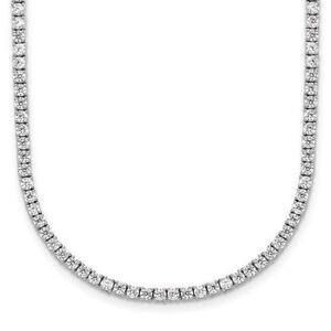 14k White Gold Lab Grown Diamond Tennis Style Adjustable 26 inch Bolo Necklace